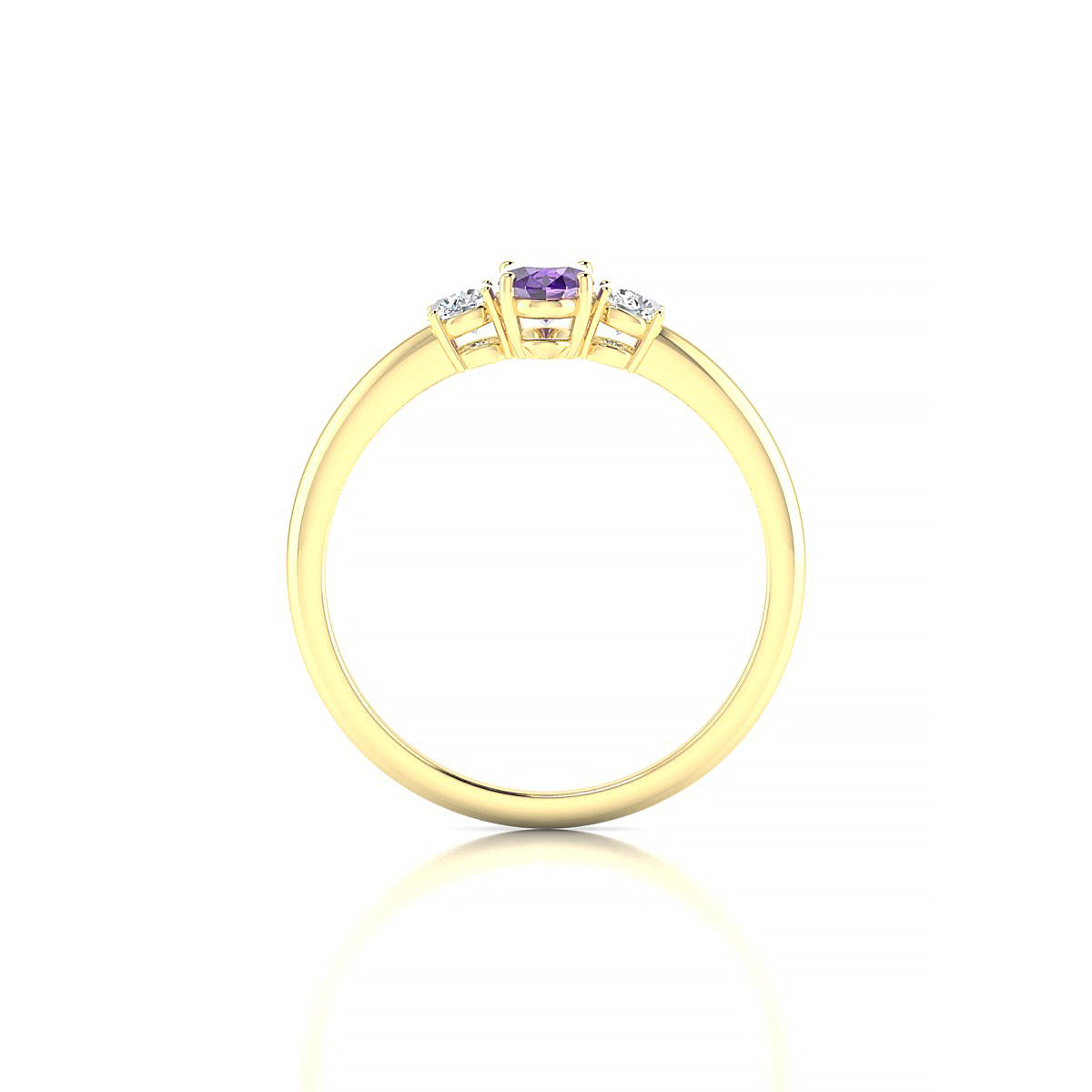 Trio | 18k Yellow Gold 6 x 4 mm Oval Amethyst Ring