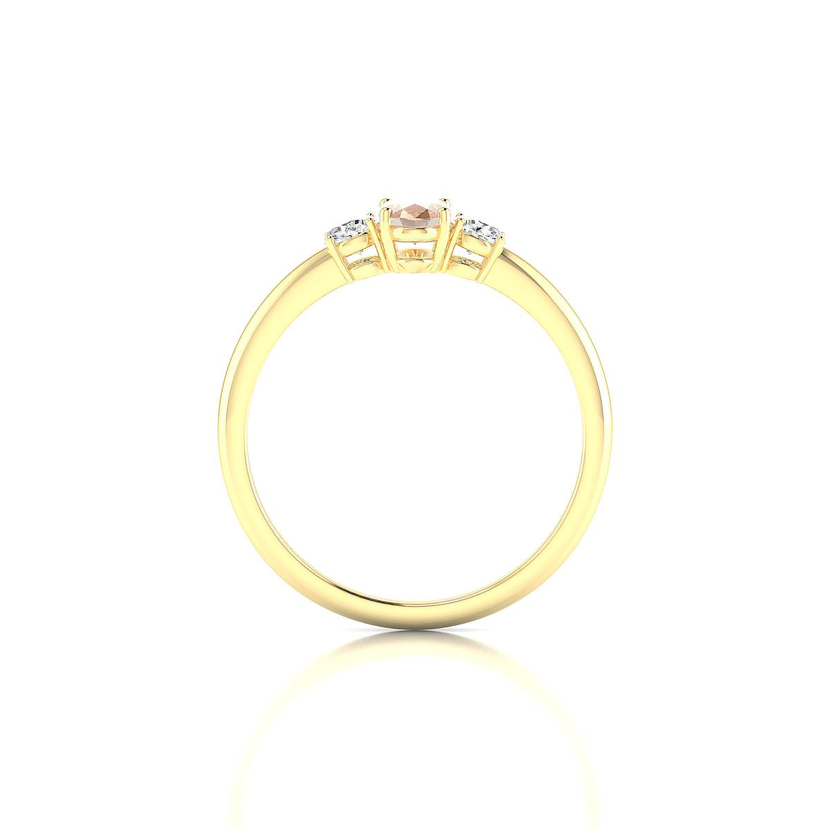Trio | 18k Yellow Gold 6 x 4 mm Oval Morganite Ring