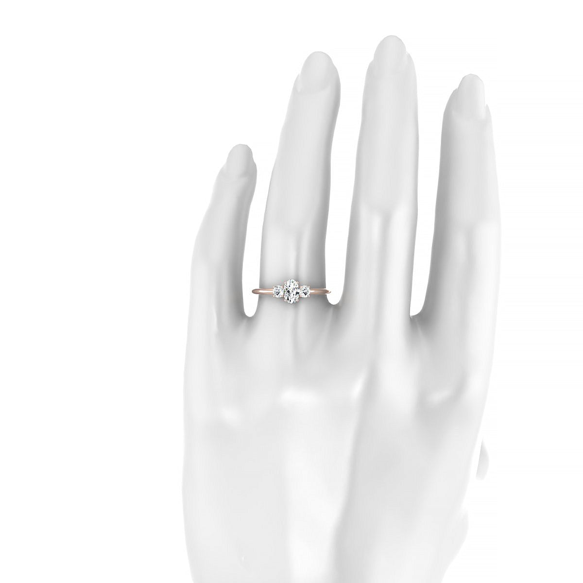 Trio | 18k Rose Gold 6 x 4 mm Oval Diamond Ring
