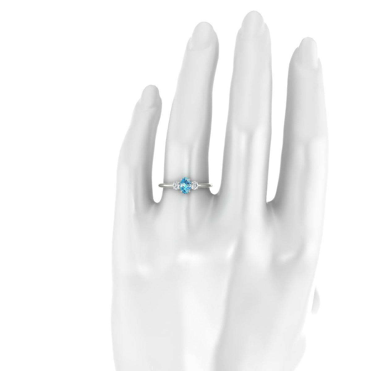 Trio | 18k White Gold 6 x 4 mm Oval Topaz Ring