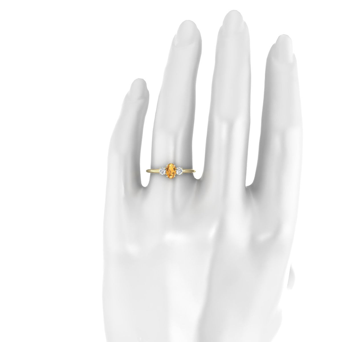 Trio | 18k Yellow Gold 6 x 4 mm Oval Citrine Ring