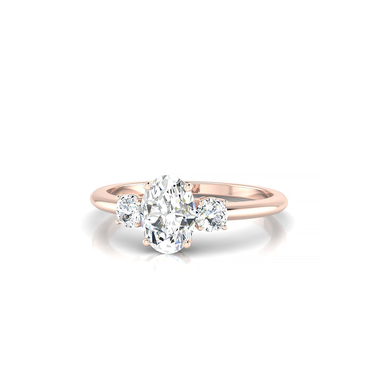 Trio | 18k Rose Gold 7 x 5 mm Oval Diamond Ring