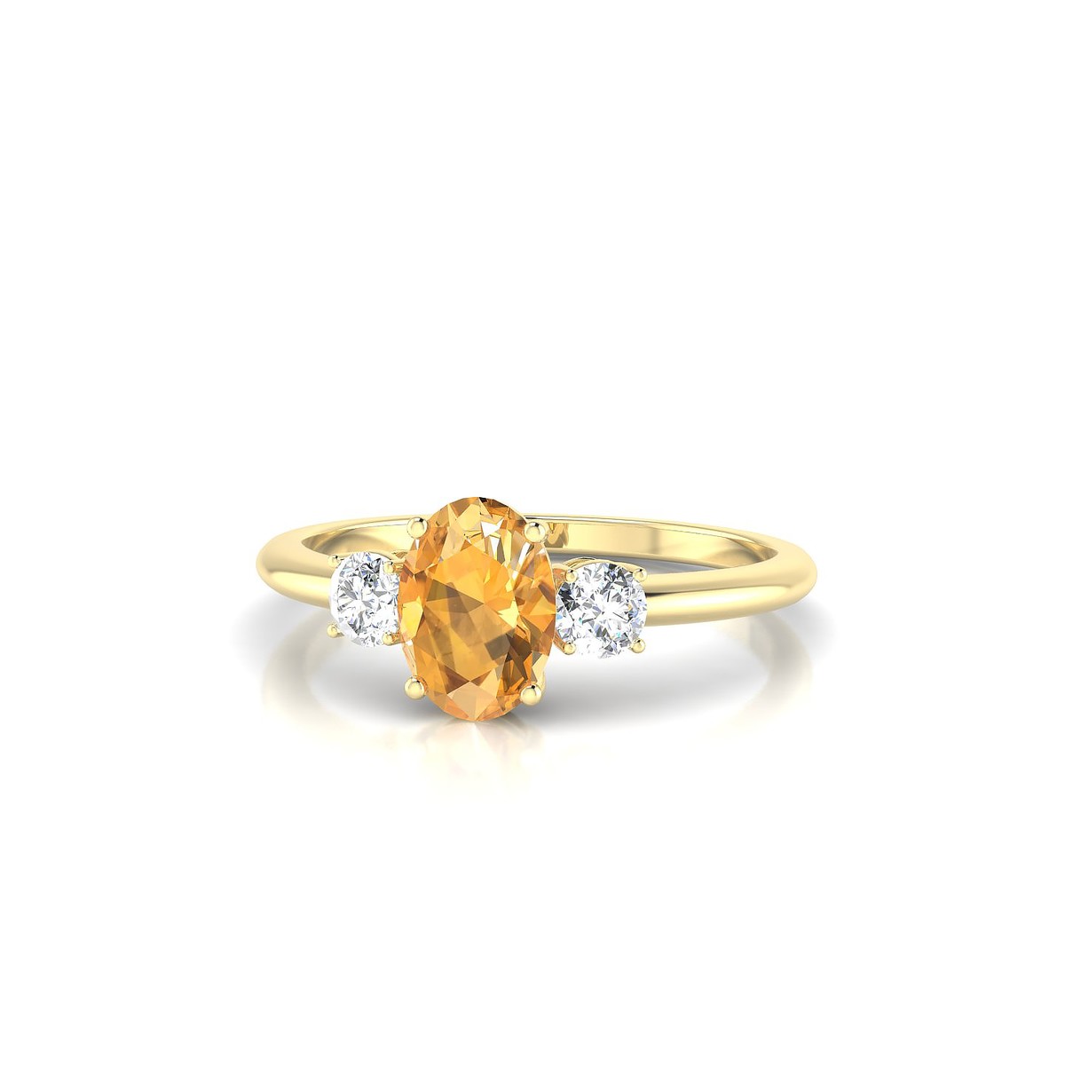 Trio | 18k Yellow Gold 7 x 5 mm Oval Citrine Ring