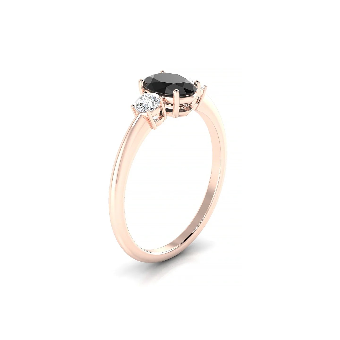 Trio | 18k Rose Gold 7 x 5 mm Oval Black Diamond Ring