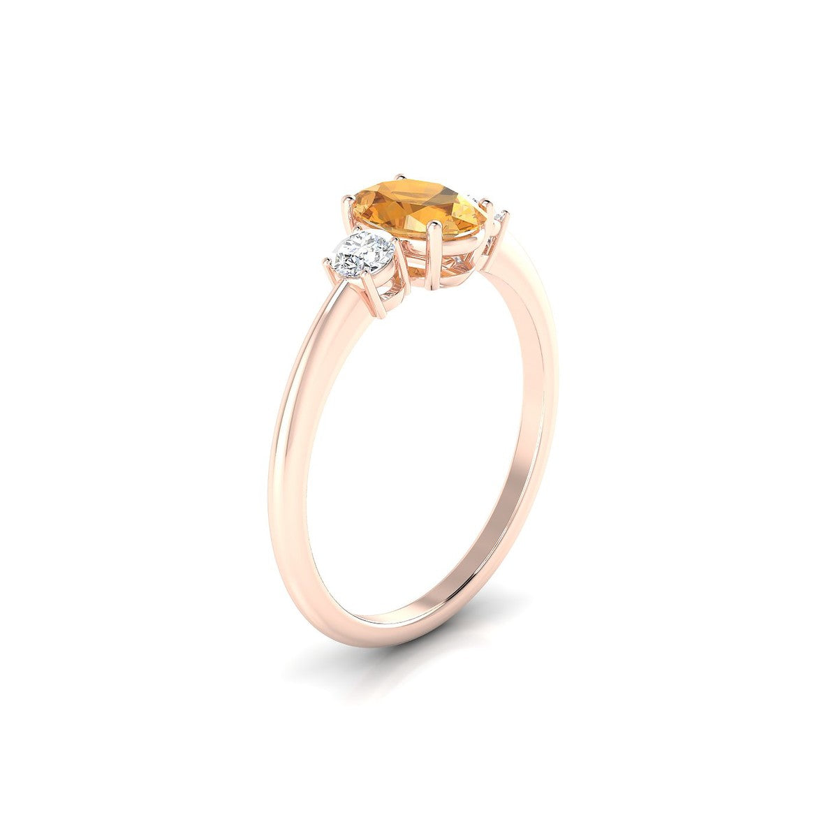 Trio | 18k Rose Gold 7 x 5 mm Oval Citrine Ring