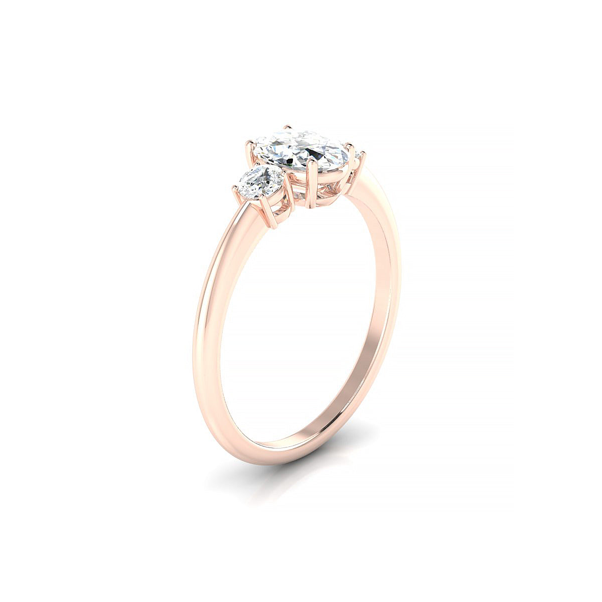 Trio | 18k Rose Gold 7 x 5 mm Oval Diamond Ring