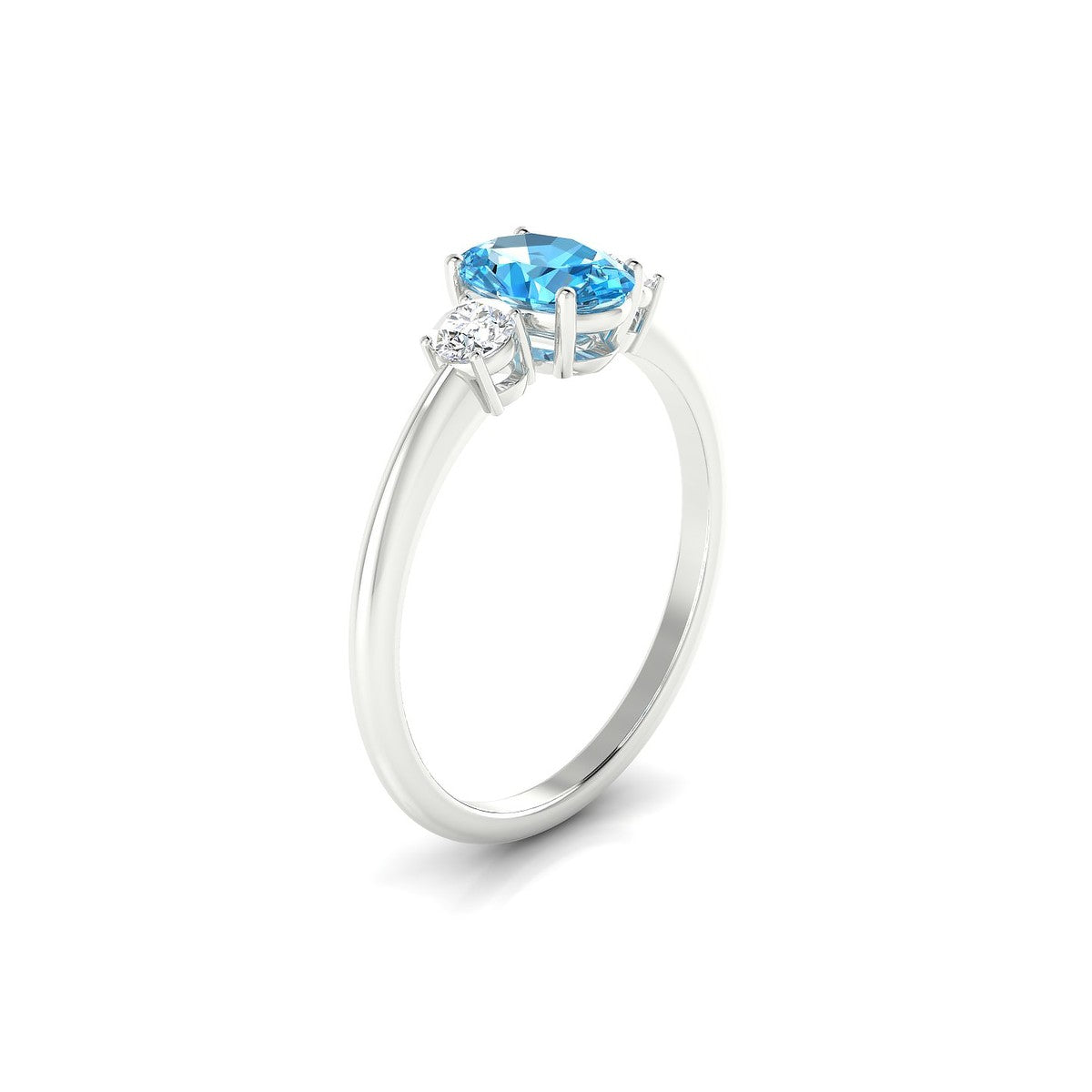 Trio | 18k White Gold 7 x 5 mm Oval Topaz Ring