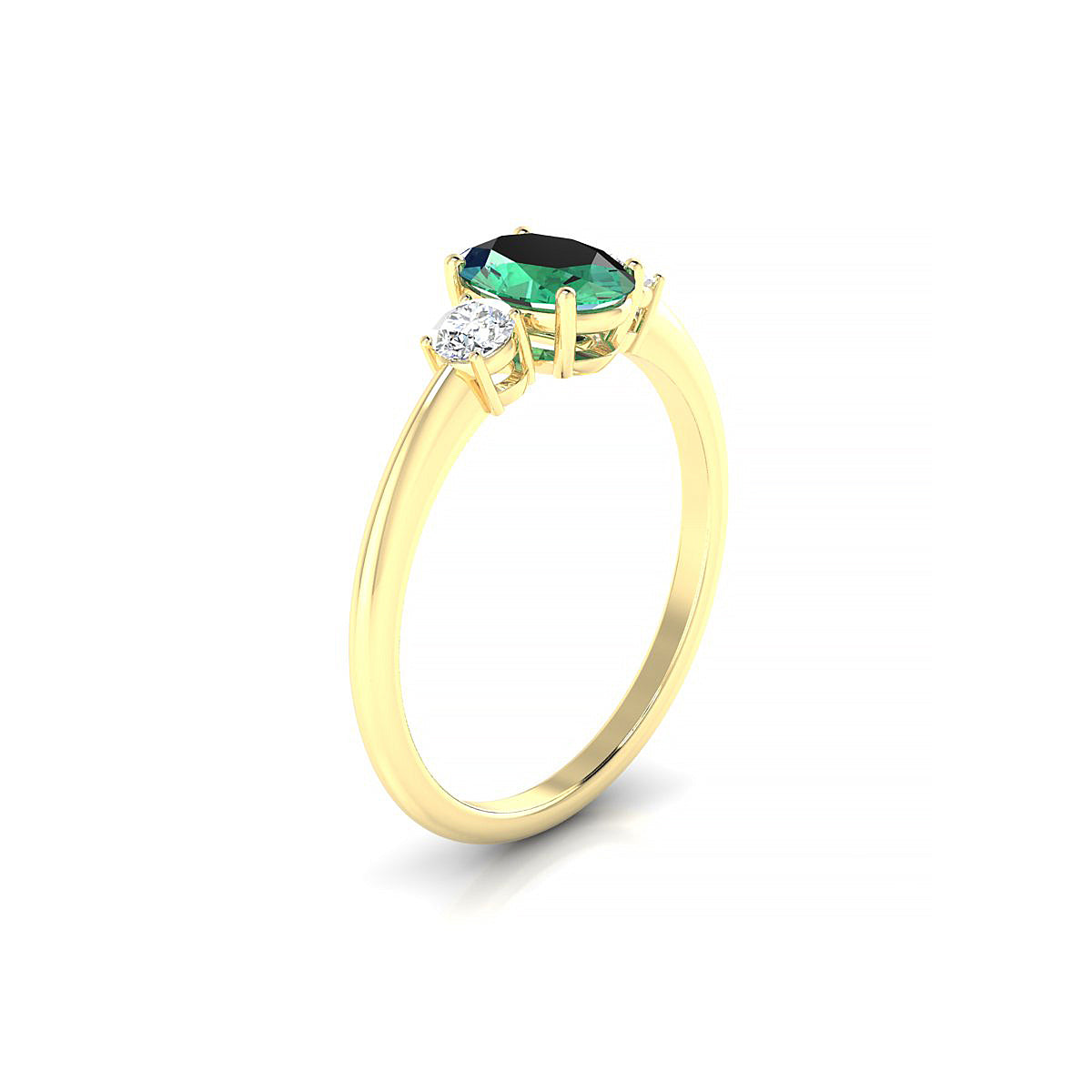 Trio | 18k Yellow Gold 7 x 5 mm Oval Emerald Ring