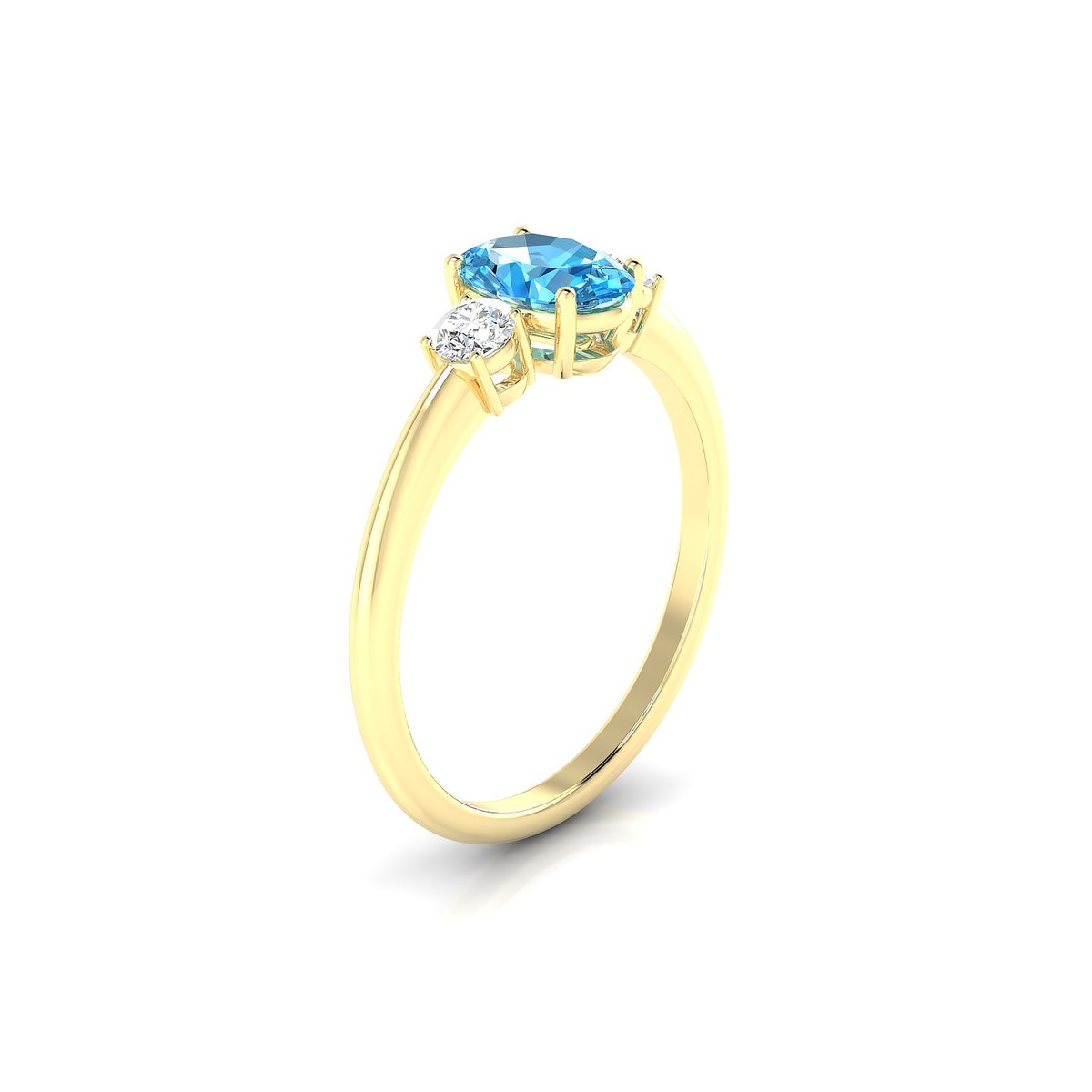Trio | 18k Yellow Gold 7 x 5 mm Oval Topaz Ring