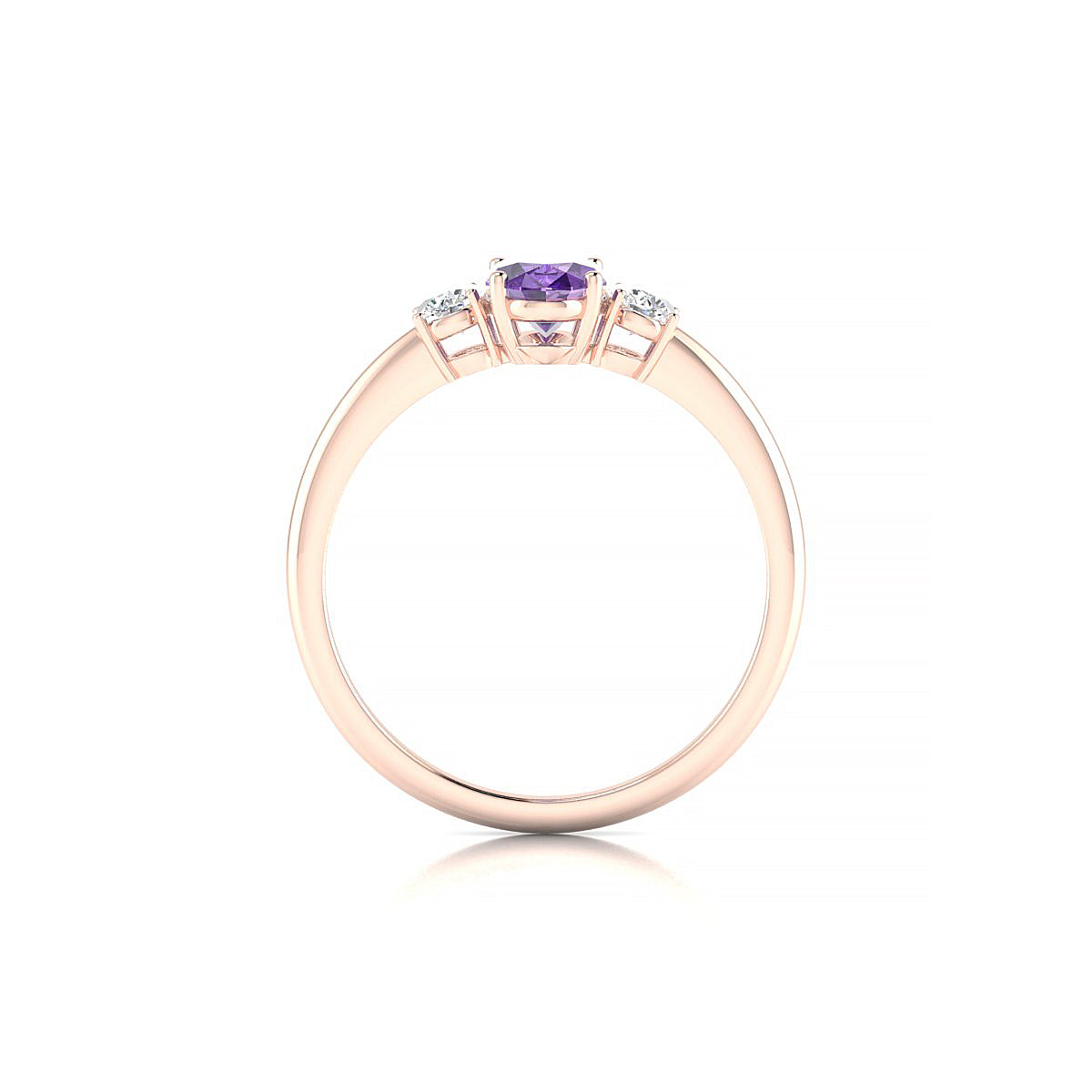 Trio | 18k Rose Gold 7 x 5 mm Oval Amethyst Ring