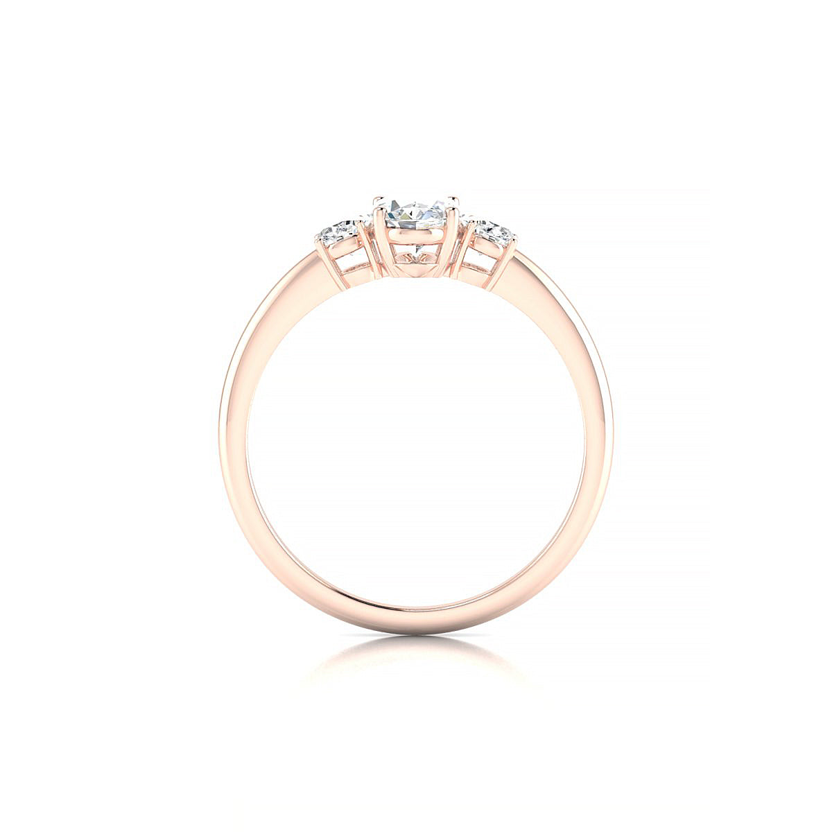 Trio | 18k Rose Gold 7 x 5 mm Oval Diamond Ring