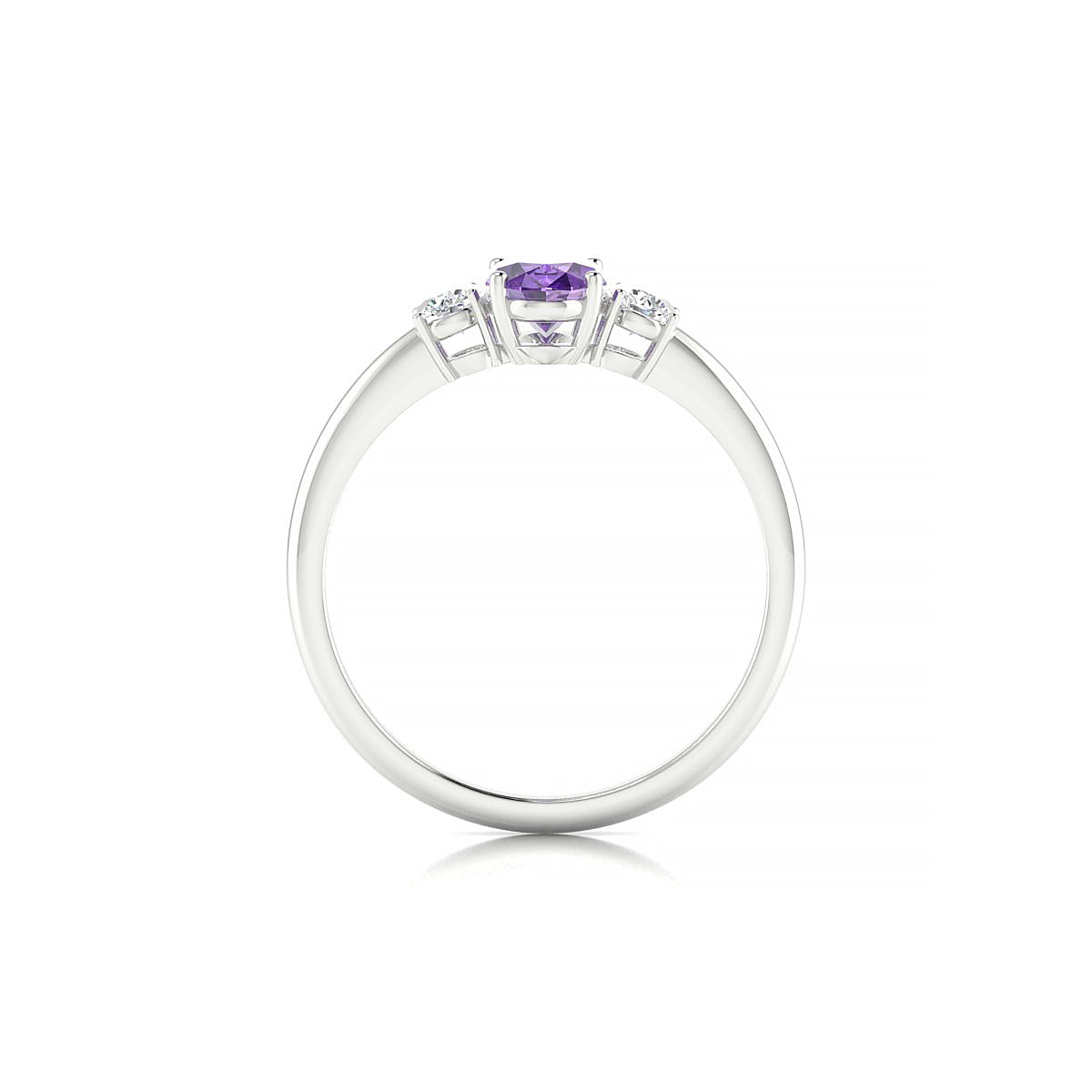 Trio | 18k White Gold 7 x 5 mm Oval Amethyst Ring