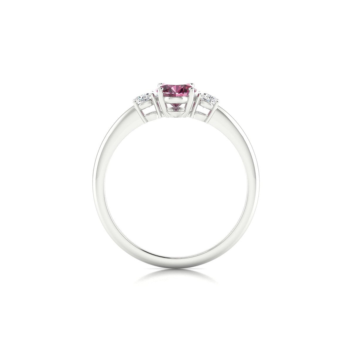 Trio | 18k White Gold 7 x 5 mm Oval Rhodolite Ring