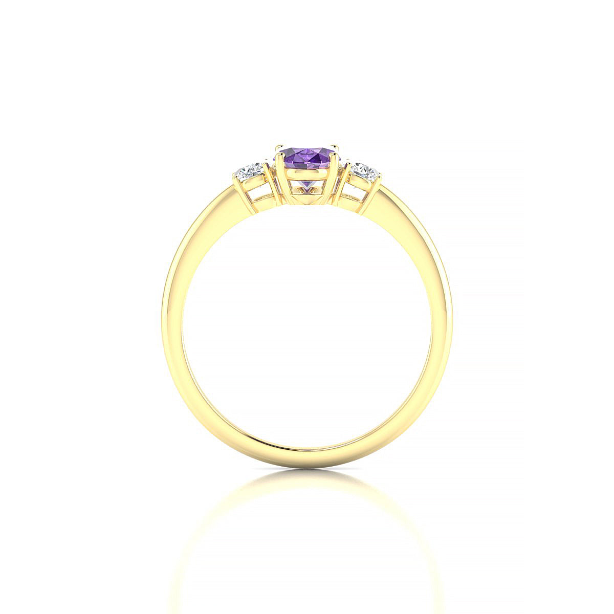 Trio | 18k Yellow Gold 7 x 5 mm Oval Amethyst Ring