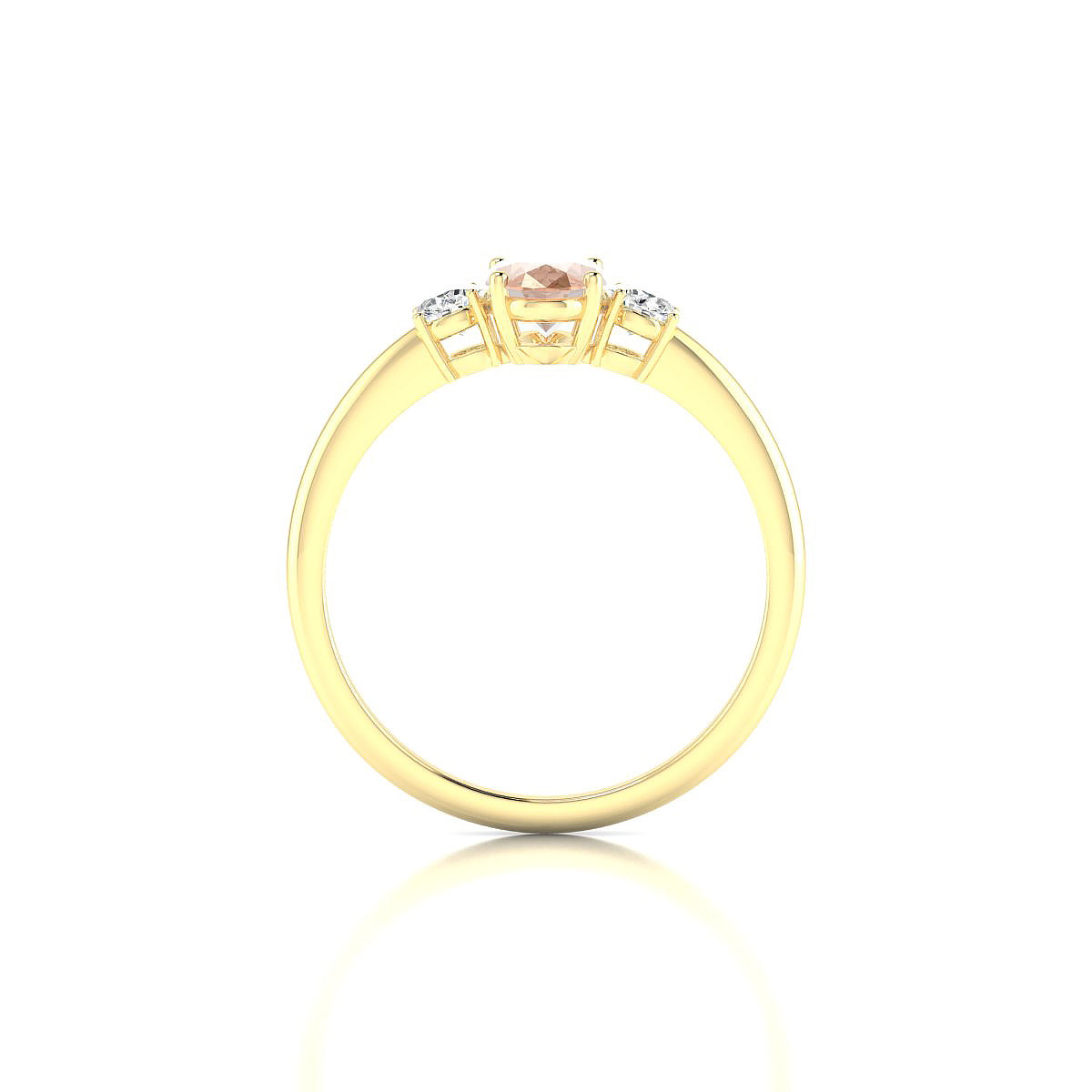 Trio | 18k Yellow Gold 7 x 5 mm Oval Morganite Ring