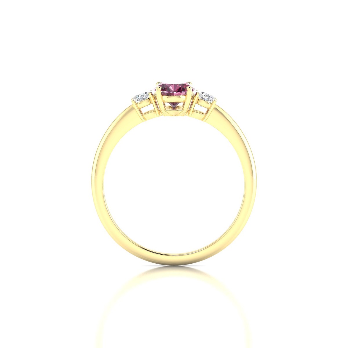 Trio | 18k Yellow Gold 7 x 5 mm Oval Rhodolite Ring