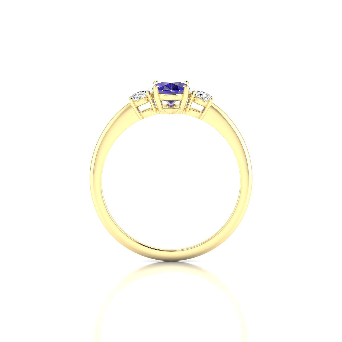 Trio | 18k Yellow Gold 7 x 5 mm Oval Tanzanite Ring