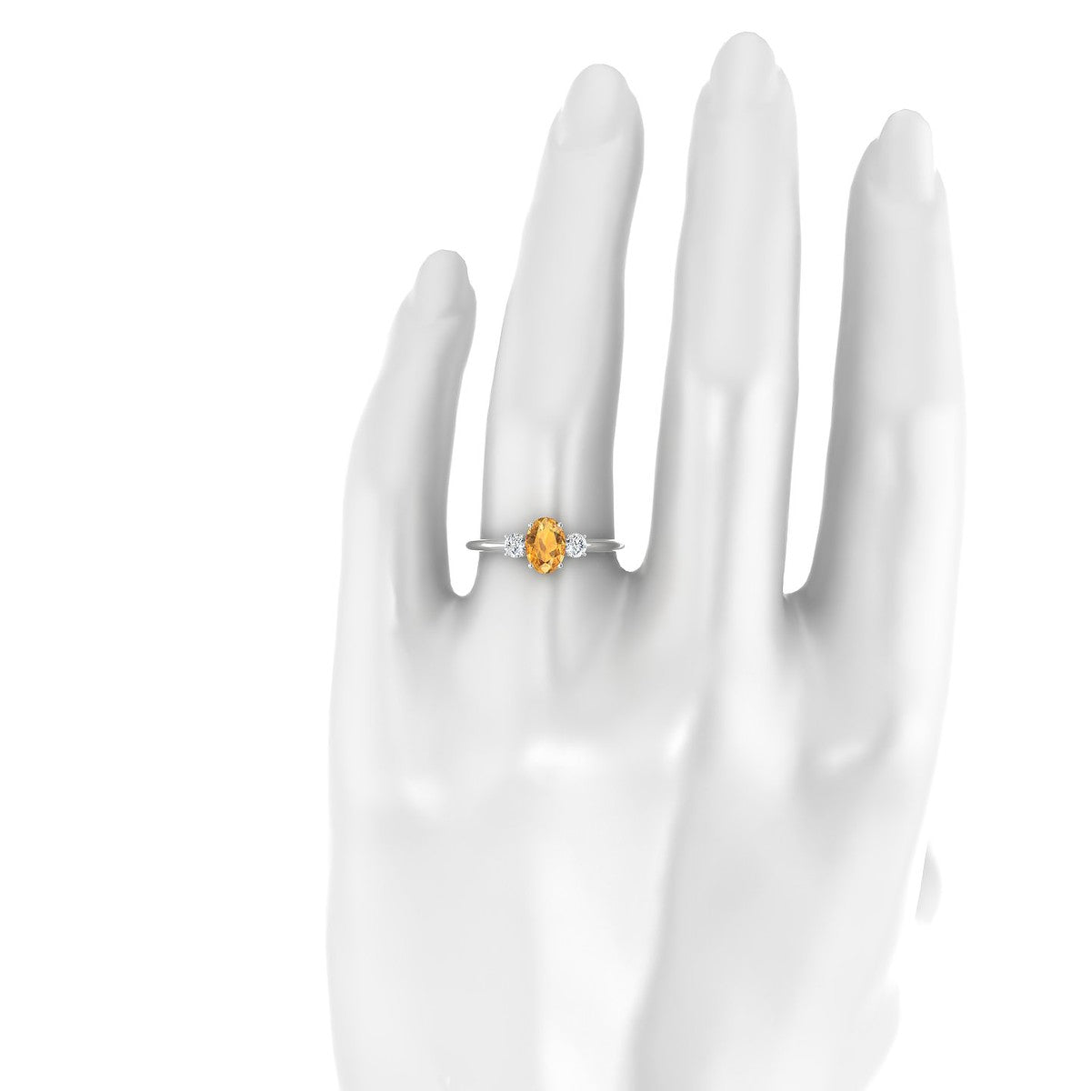 Trio | 18k White Gold 7 x 5 mm Oval Citrine Ring