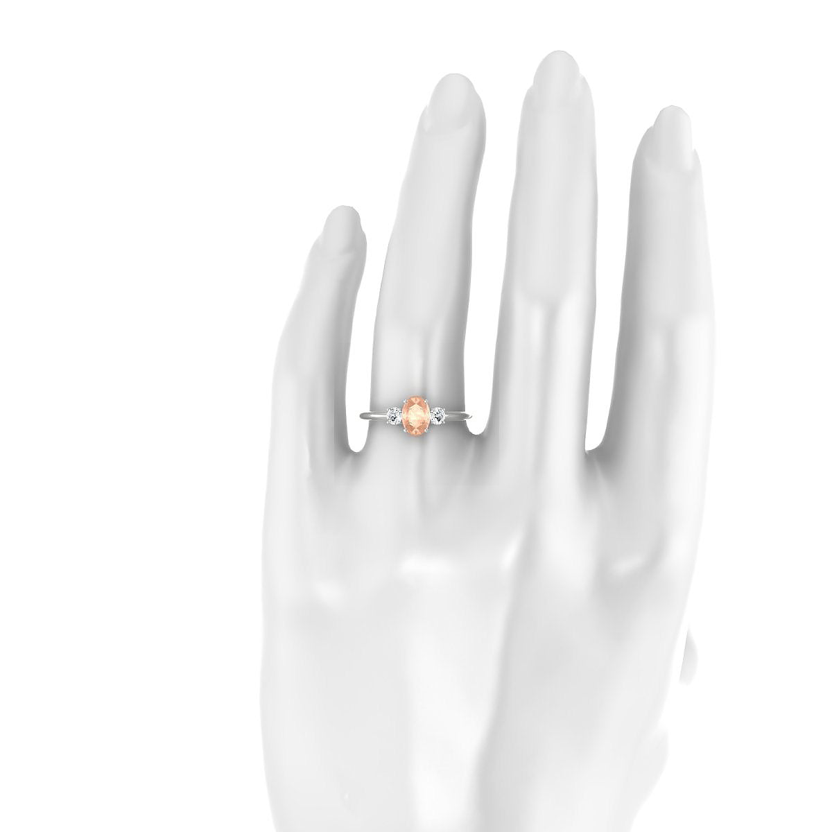 Trio | 18k White Gold 7 x 5 mm Oval Morganite Ring