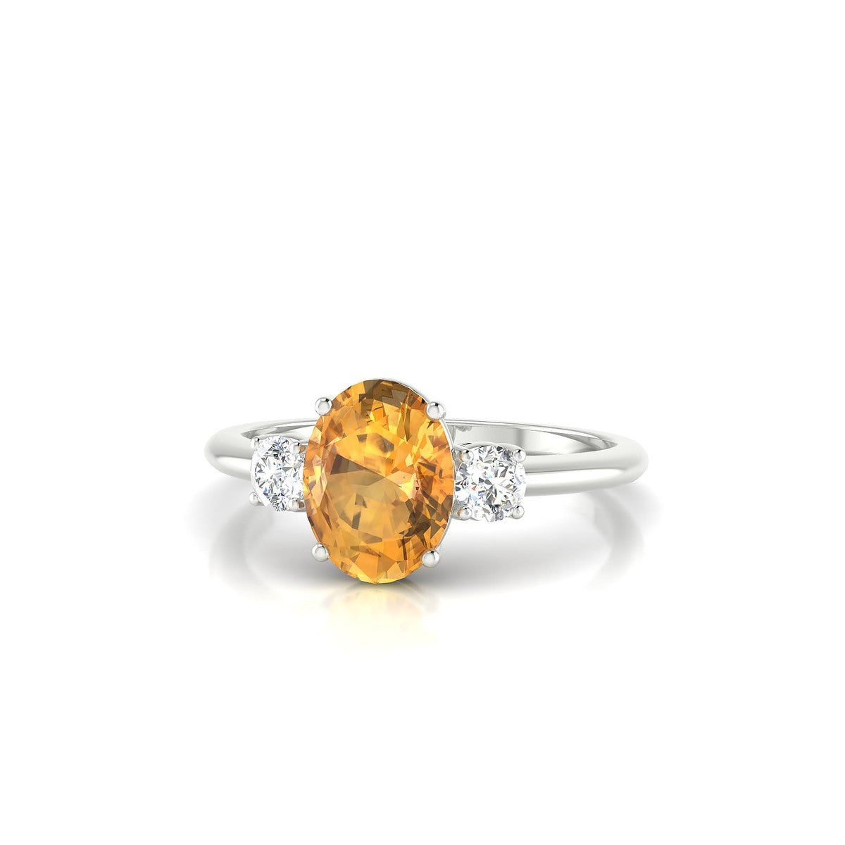 Trio | 18k White Gold 8 x 6 mm Oval Citrine Ring