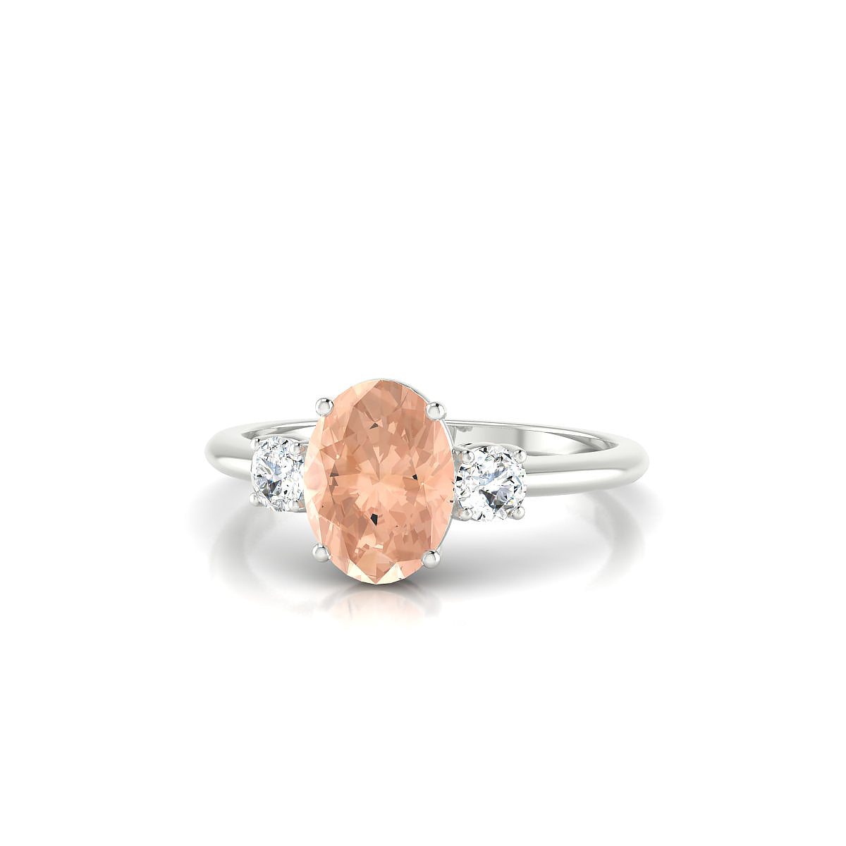 Trio | 18k White Gold 8 x 6 mm Oval Morganite Ring