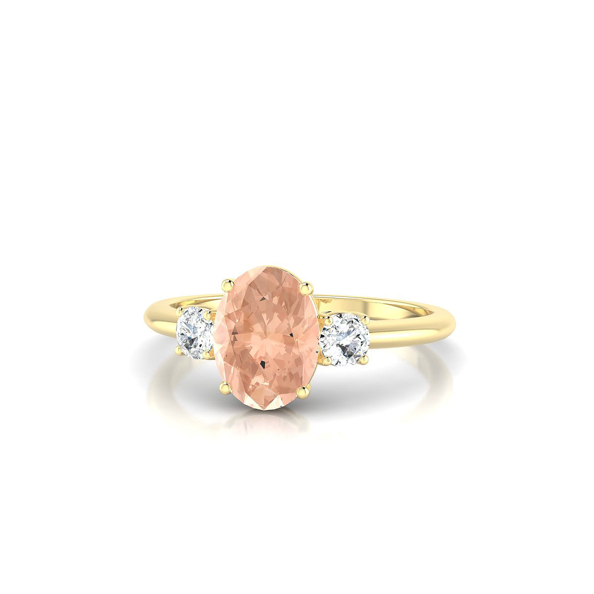 Trio | 18k Yellow Gold 8 x 6 mm Oval Morganite Ring