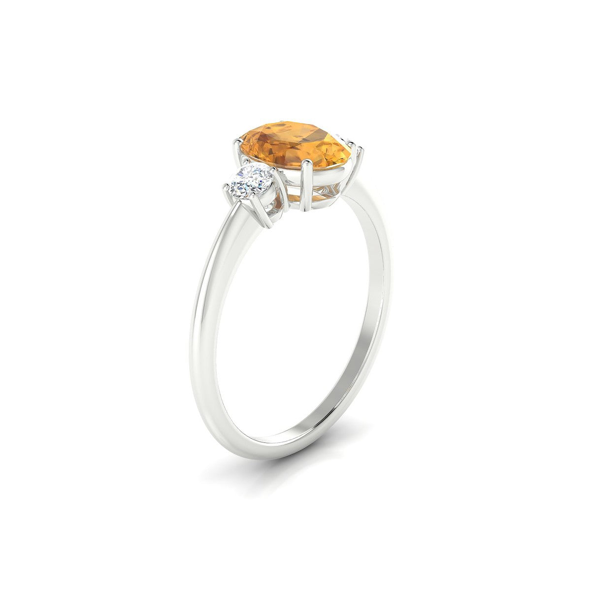 Trio | 18k White Gold 8 x 6 mm Oval Citrine Ring