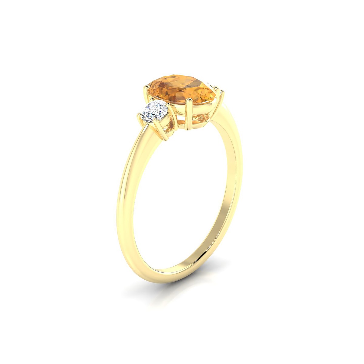 Trio | 18k Yellow Gold 8 x 6 mm Oval Citrine Ring