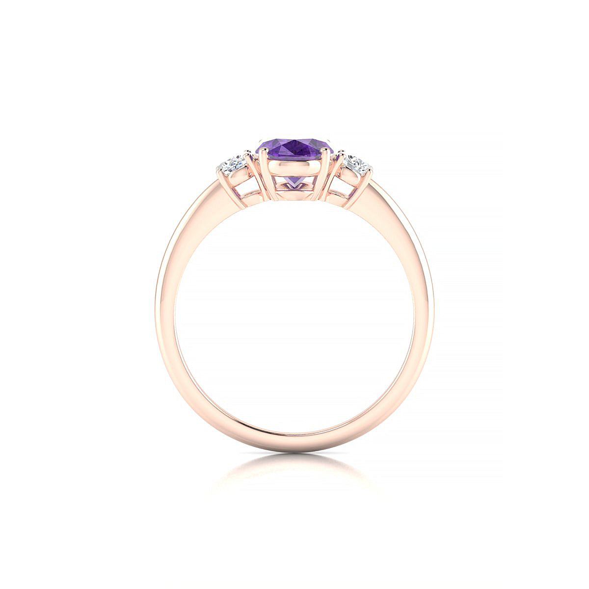 Trio | 18k Rose Gold 8 x 6 mm Oval Amethyst Ring