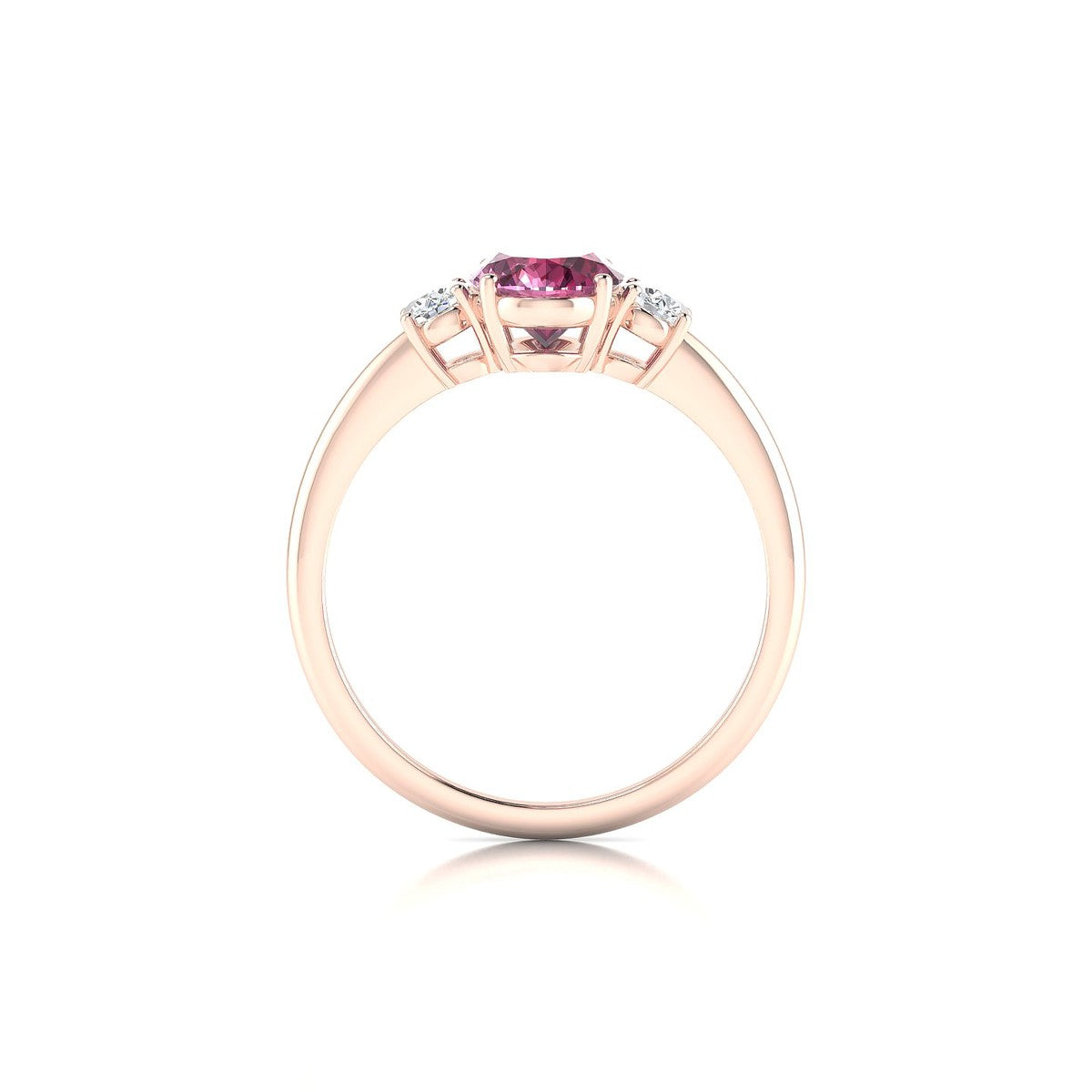 Trio | 18k Rose Gold 8 x 6 mm Oval Rhodolite Ring