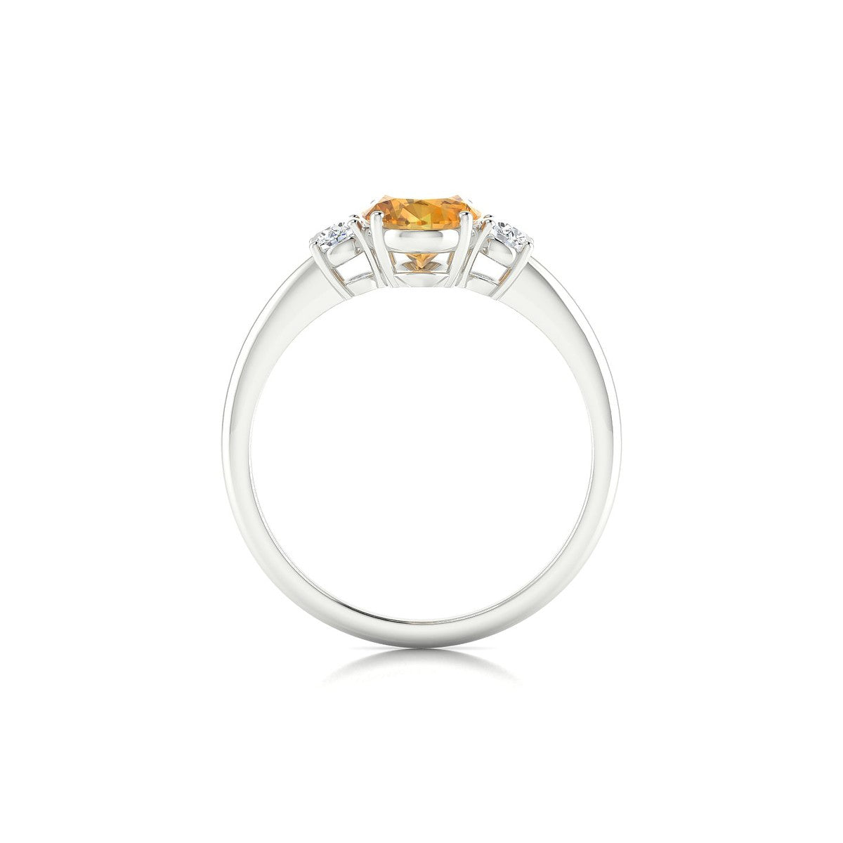 Trio | 18k White Gold 8 x 6 mm Oval Citrine Ring