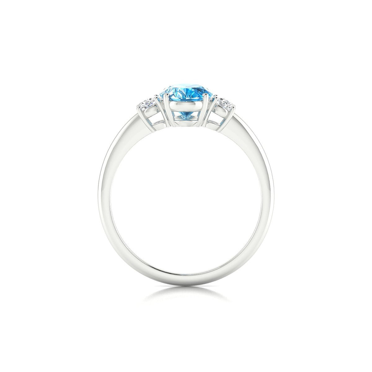 Trio | 18k White Gold 8 x 6 mm Oval Topaz Ring