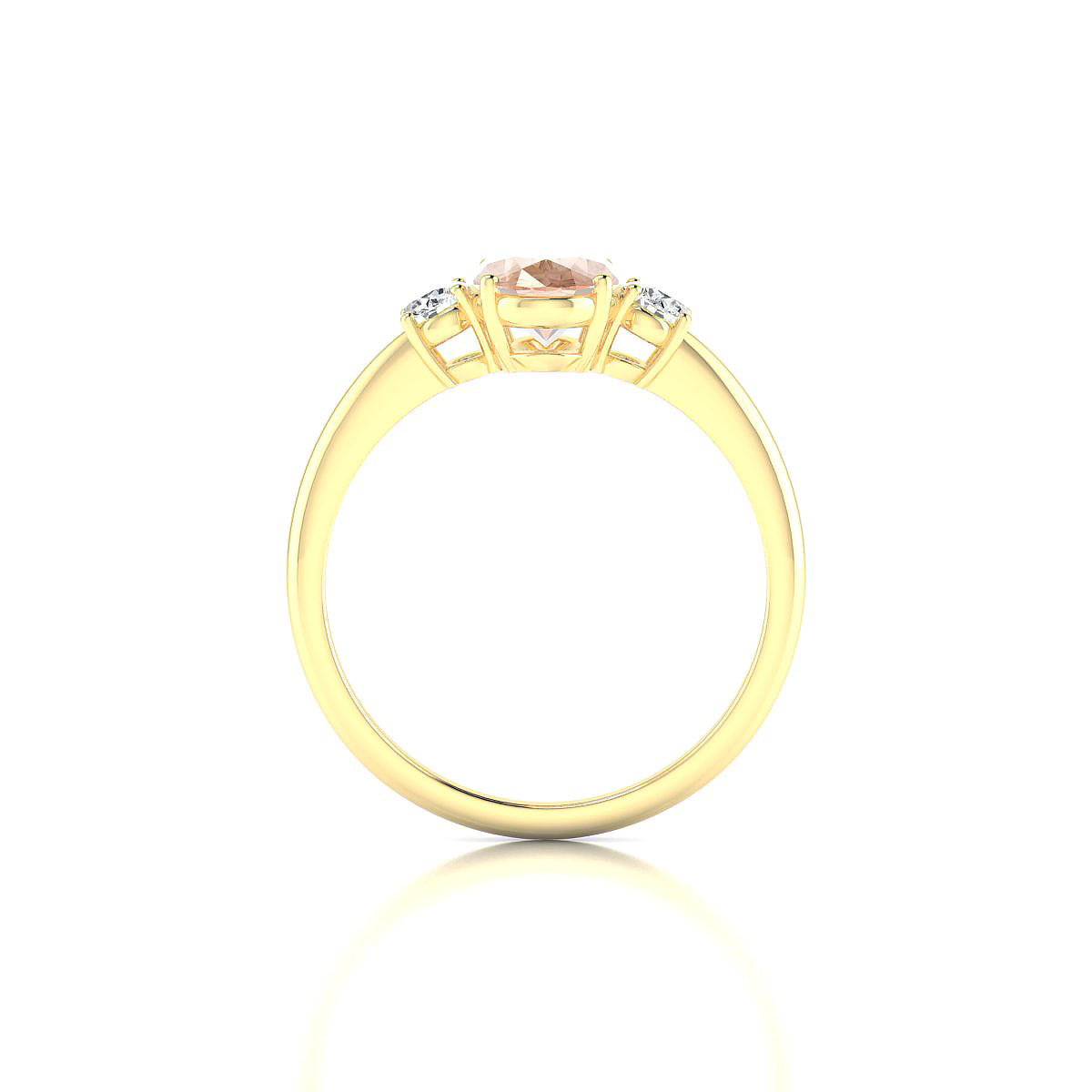 Trio | 18k Yellow Gold 8 x 6 mm Oval Morganite Ring