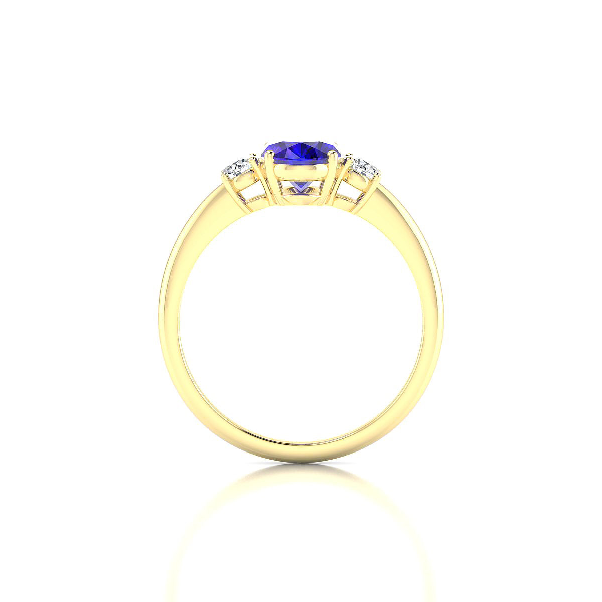 Trio | 18k Yellow Gold 8 x 6 mm Oval Tanzanite Ring