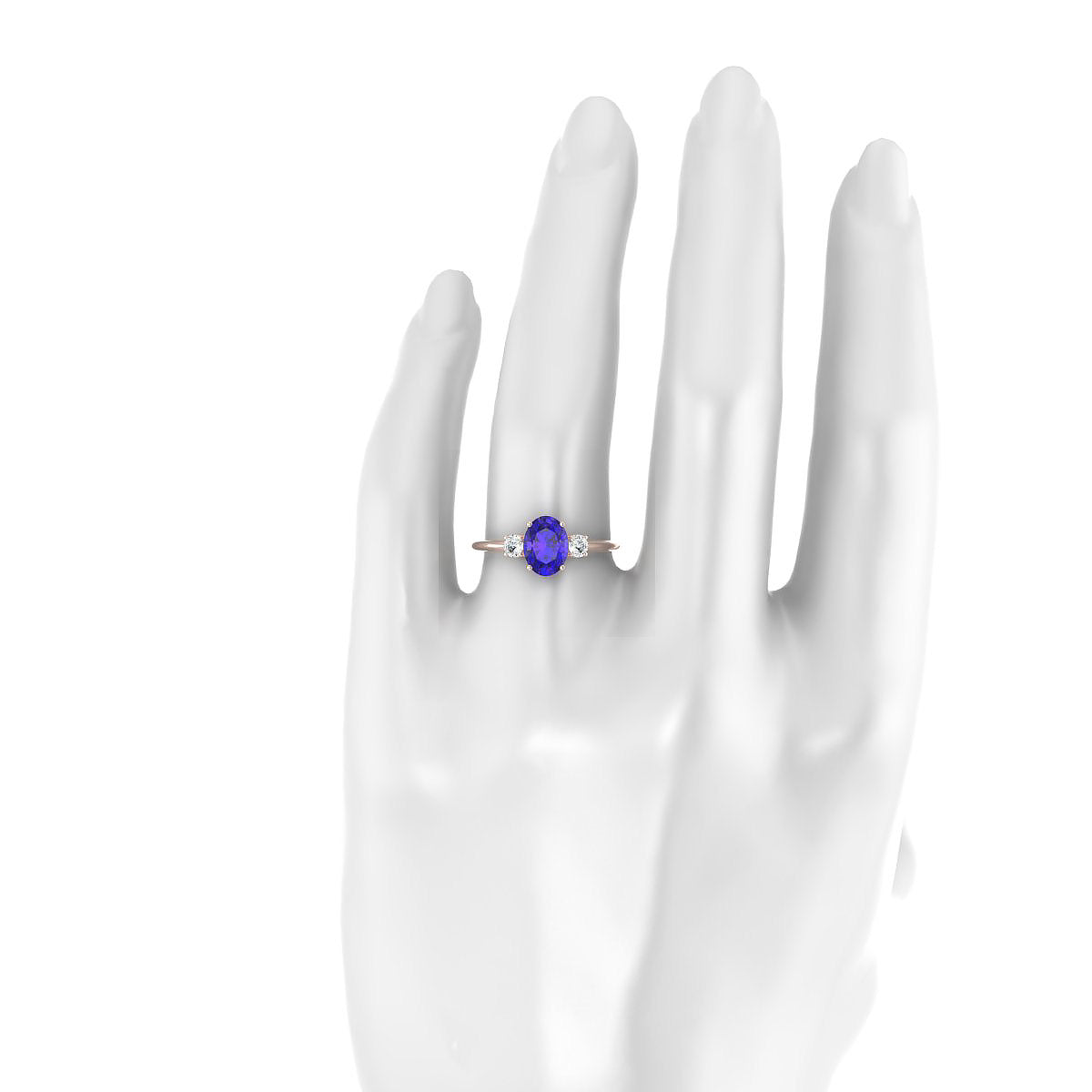 Trio | 18k Rose Gold 8 x 6 mm Oval Tanzanite Ring