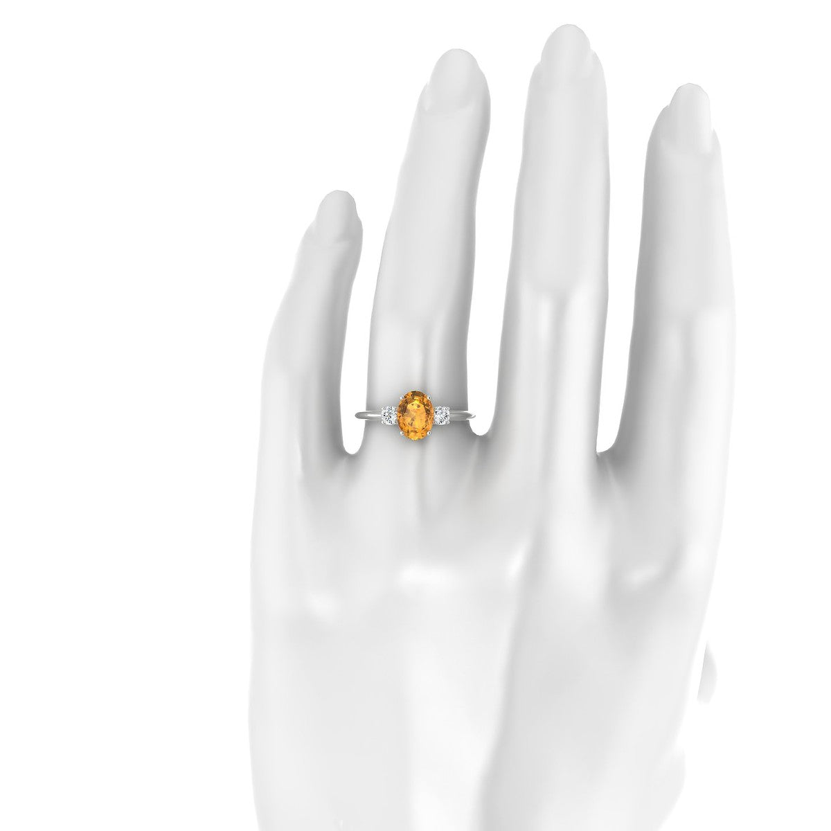 Trio | 18k White Gold 8 x 6 mm Oval Citrine Ring