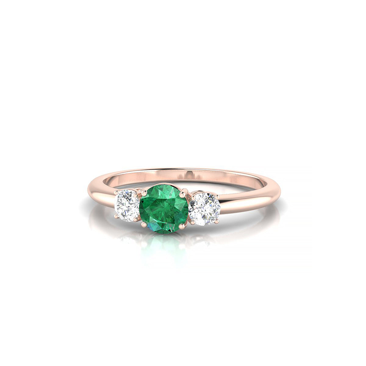 Trio | 18k Rose Gold 4.5 mm Round Emerald Ring
