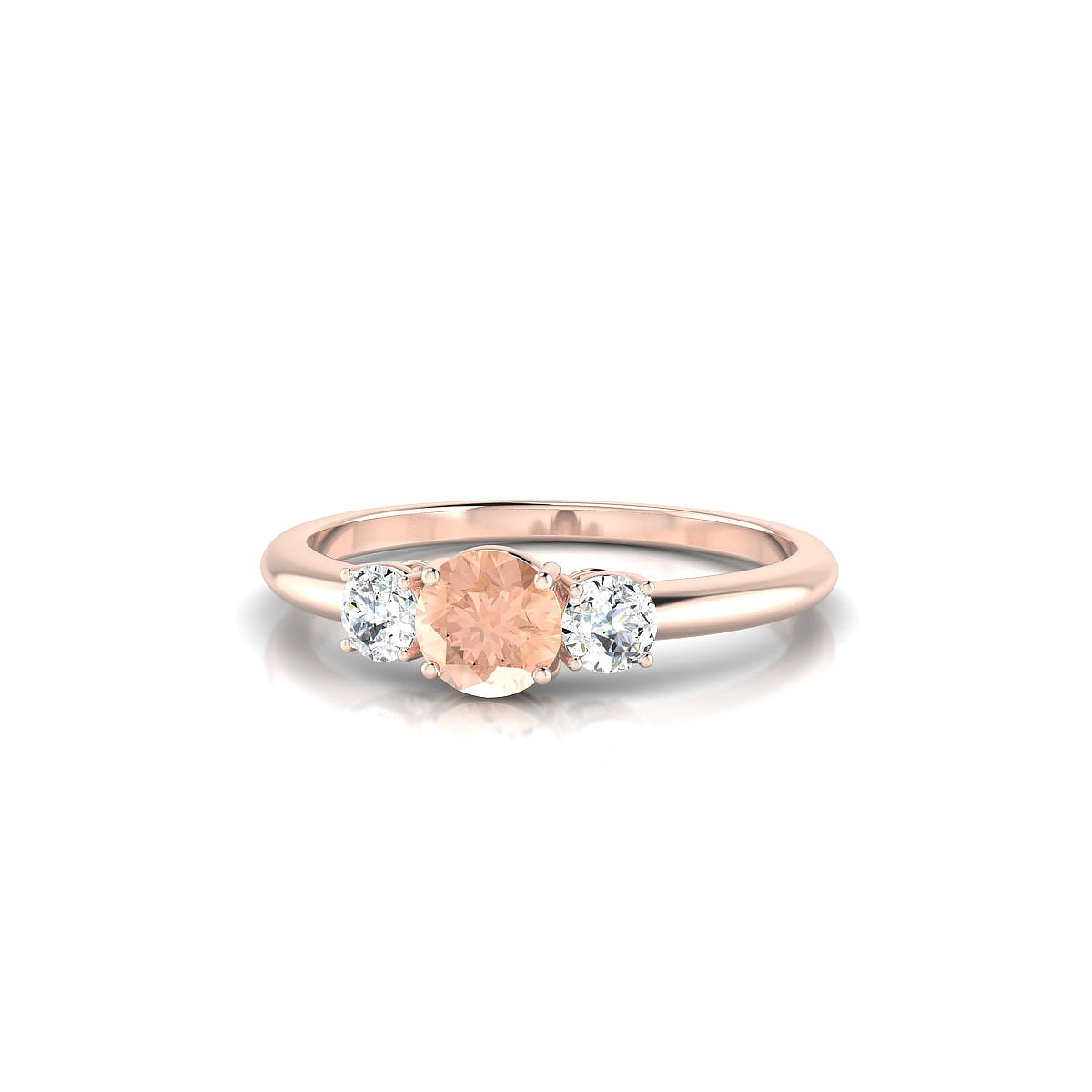 Trio | 18k Rose Gold 4.5 mm Round Morganite Ring