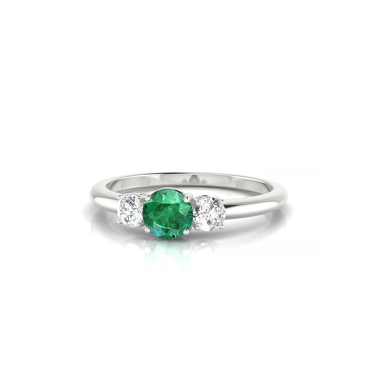 Trio | 18k White Gold 4.5 mm Round Emerald Ring