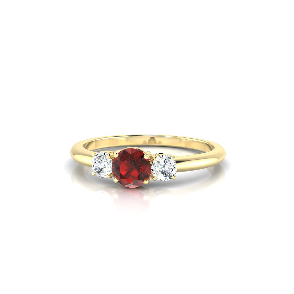 Trio | 18k Yellow Gold 4.5 mm Round Garnet Ring