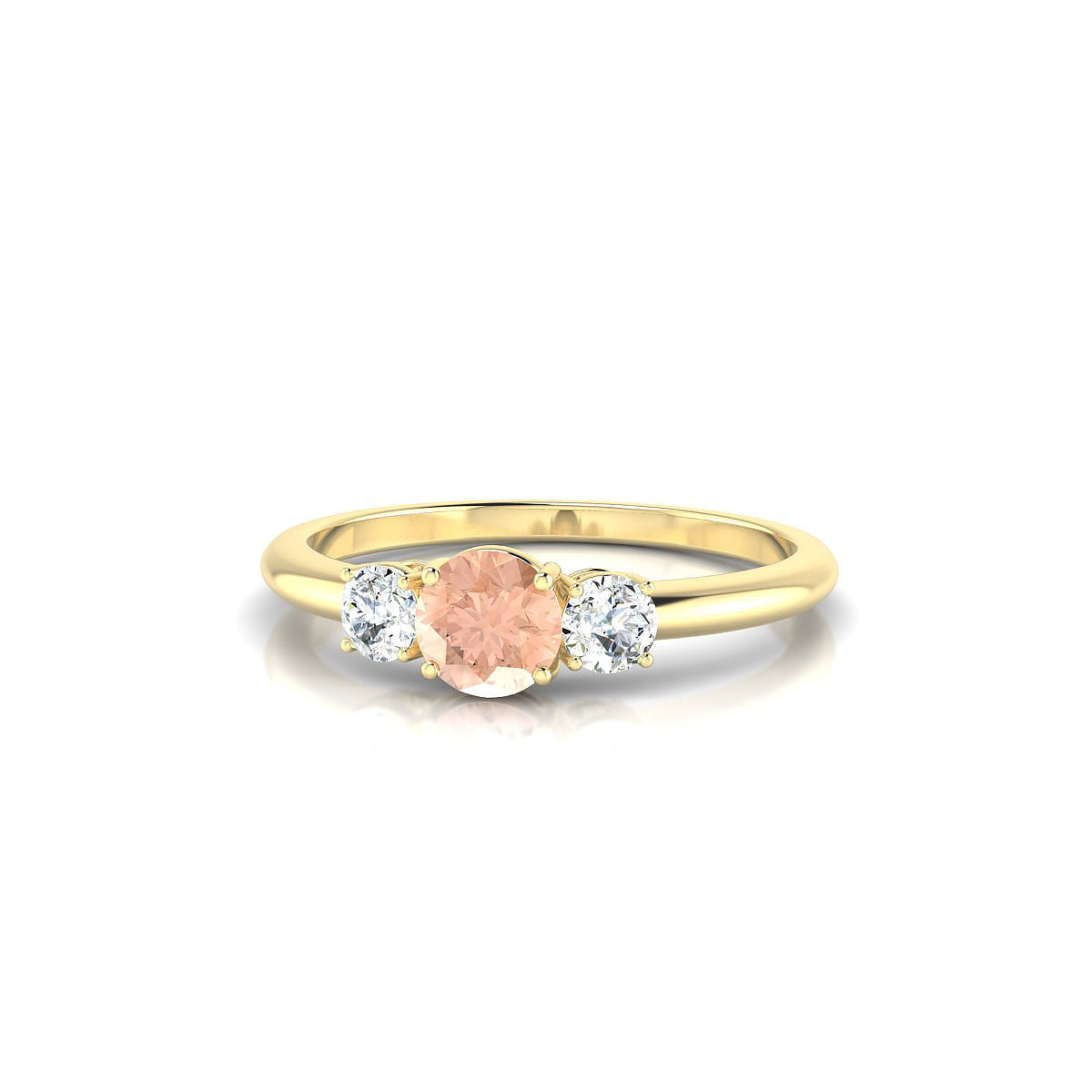 Trio | 18k Yellow Gold 4.5 mm Round Morganite Ring
