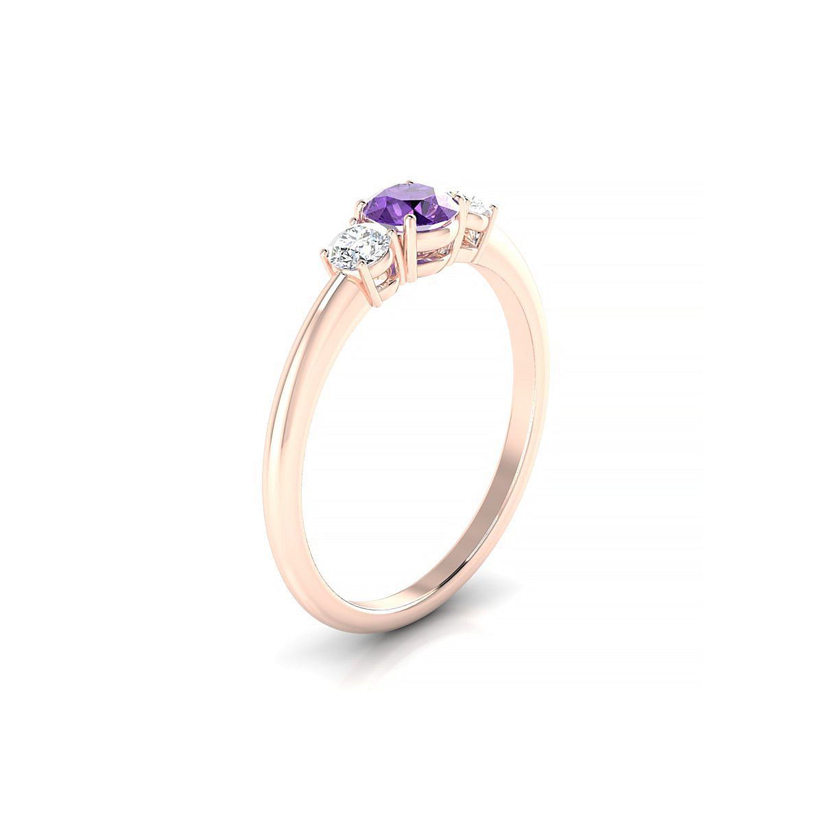 Trio | 18k Rose Gold 4.5 mm Round Amethyst Ring