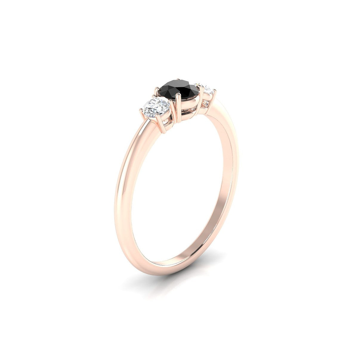 Trio | 18k Rose Gold 4.5 mm Round Black Diamond Ring