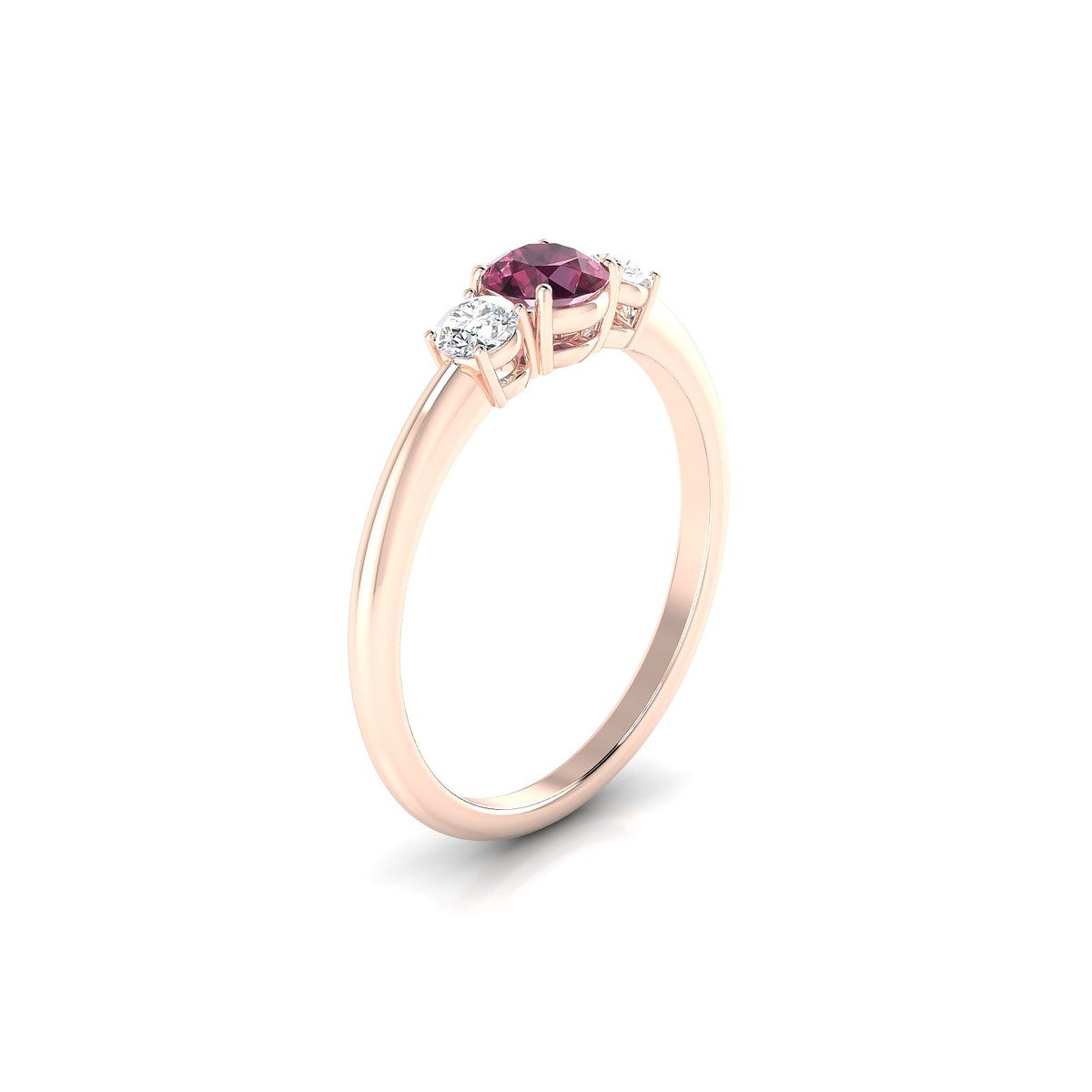 Trio | 18k Rose Gold 4.5 mm Round Rhodolite Ring