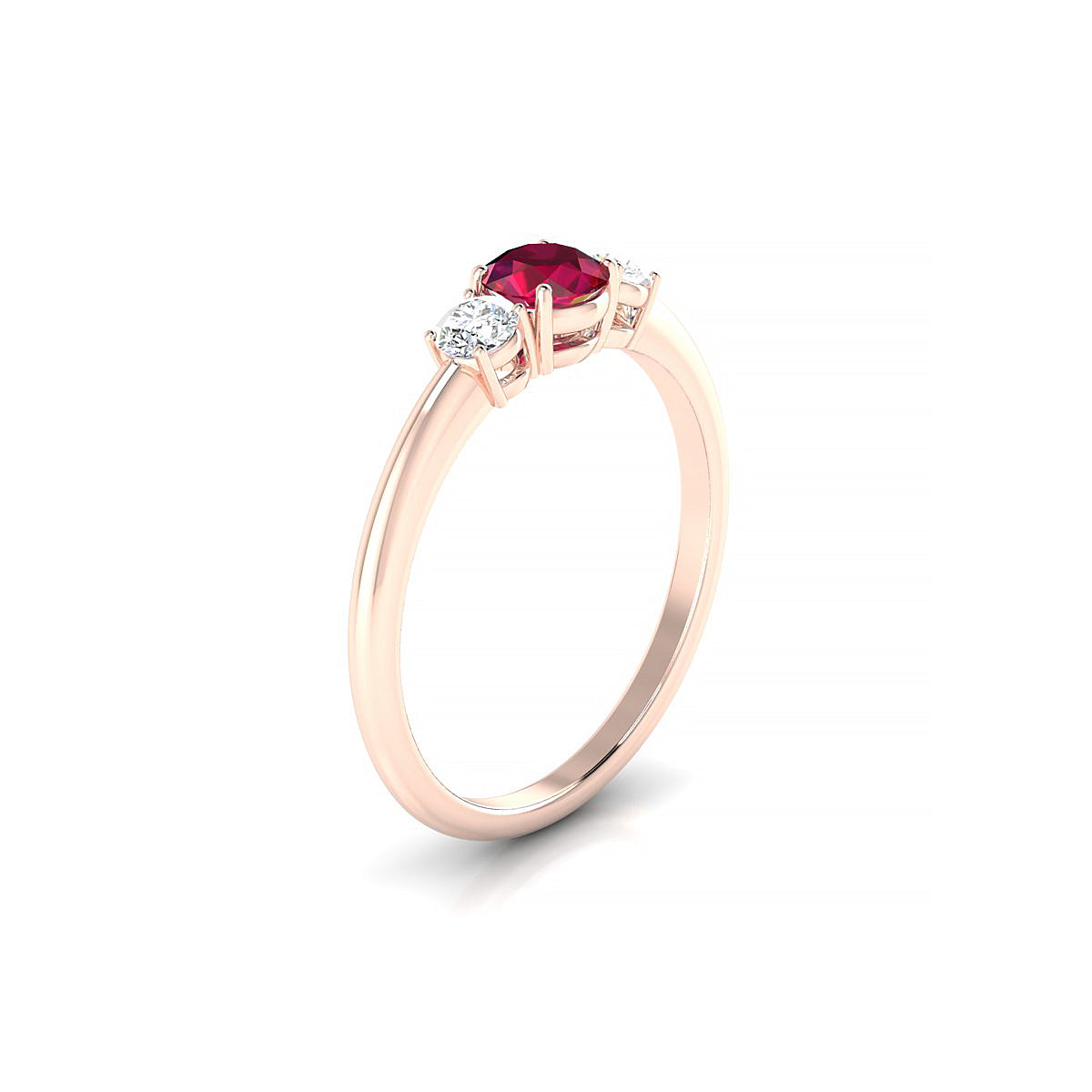 Trio | 18k Rose Gold 4.5 mm Round Ruby Ring