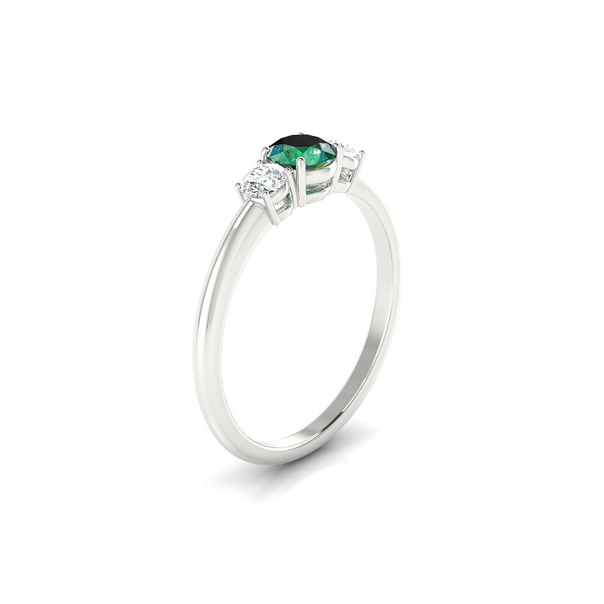 Trio | 18k White Gold 4.5 mm Round Emerald Ring