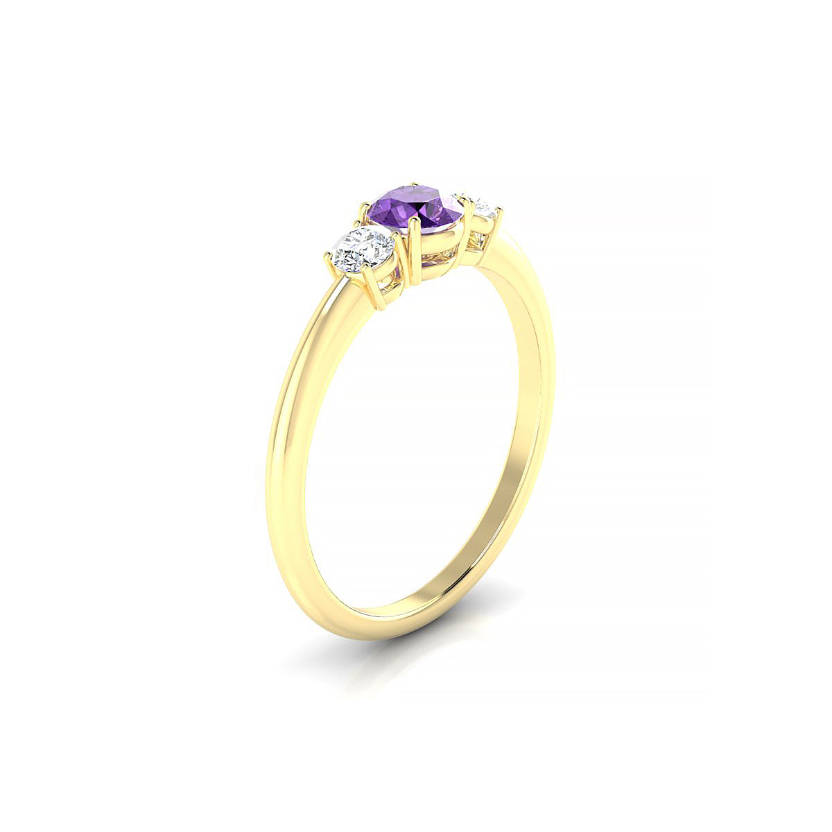 Trio | 18k Yellow Gold 4.5 mm Round Amethyst Ring
