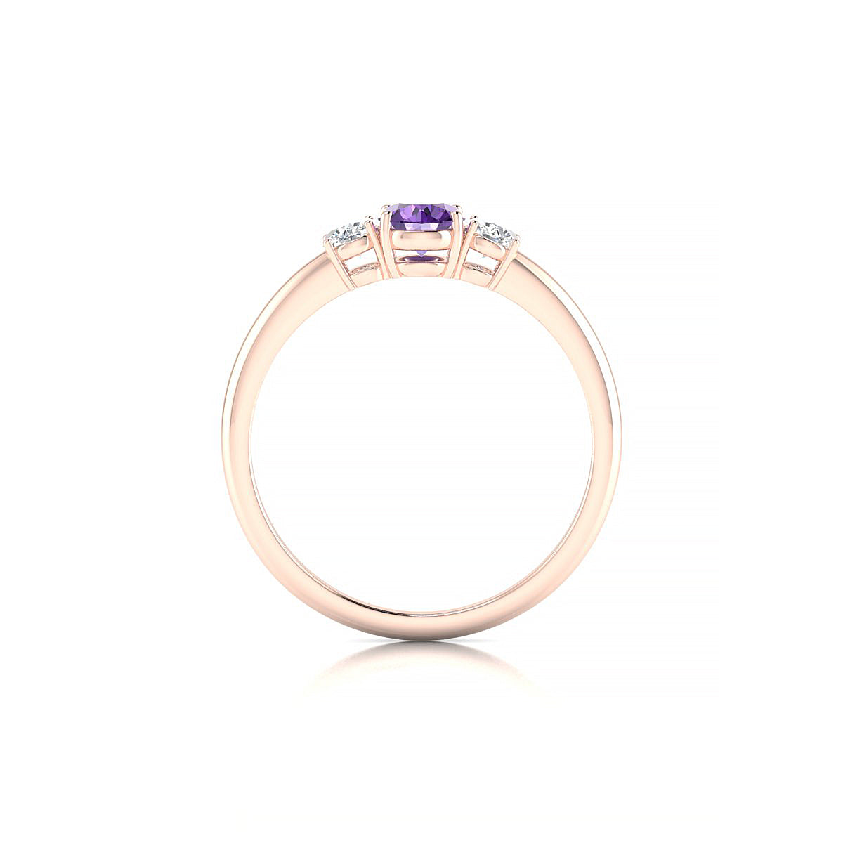 Trio | 18k Rose Gold 4.5 mm Round Amethyst Ring