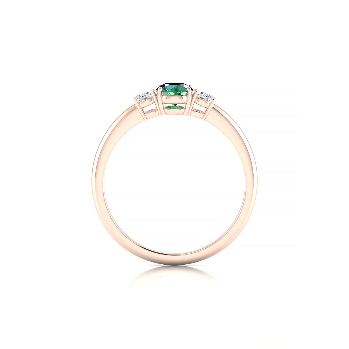 Trio | 18k Rose Gold 4.5 mm Round Emerald Ring