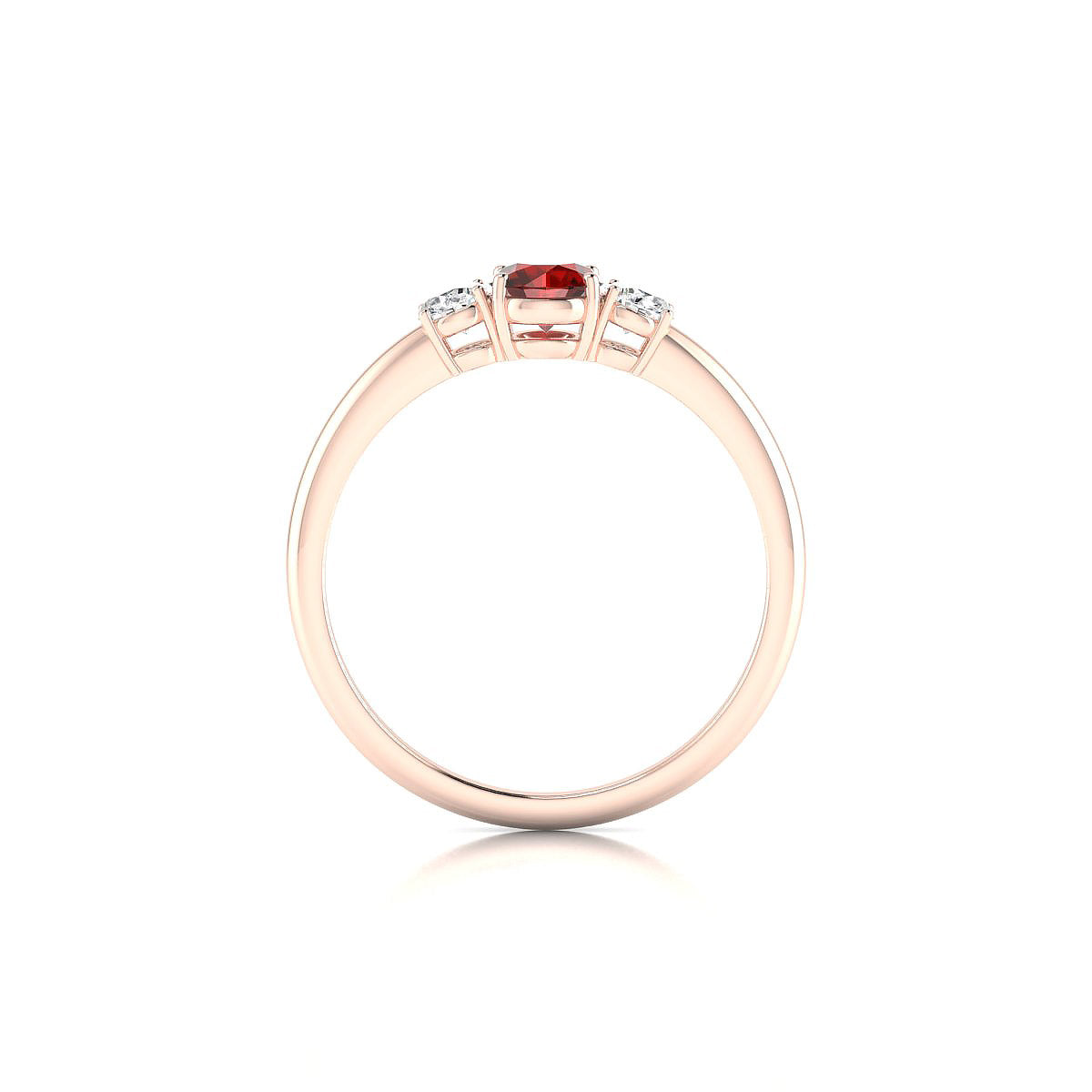 Trio | 18k Rose Gold 4.5 mm Round Garnet Ring